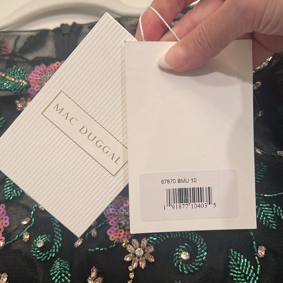 NWT Mac Duggal [ 10 ] 67870 Beaded Illusion High Neck Trumpet Gown Black - Picture 12 of 15